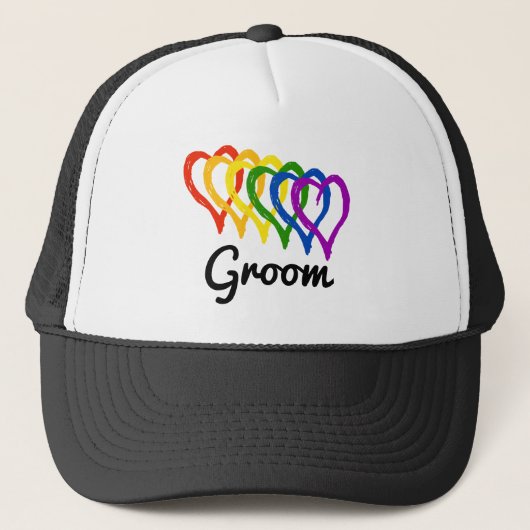 Casquette Mariage arc-en-ciel - Coeurs en couche (Devant)