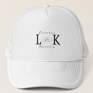 Casquette Mariage blanc Monogramme simple Élégant minimalist