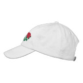 Casquette Mariage Brodé Rose rouge de la mariée (Gauche)