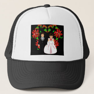 Casquette Mariage de Noël Couple dans le coeur noir Wreath I
