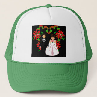 Casquette Mariage de Noël Couple dans le coeur vert Wreath I