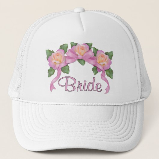 Casquette Mariage de ruban rose - Mariée (Devant)
