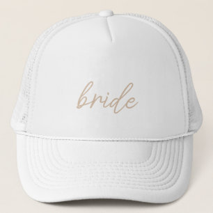 Casquette Mariage Moderne Écriture Beige