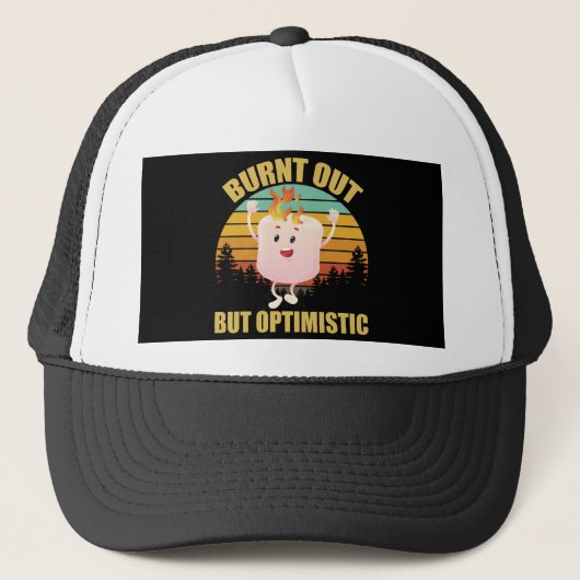 Casquette Marshmallow Camping Rétro Brûlé Mais Optimiste (Devant)