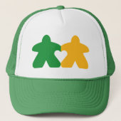 Casquette Meeples en Amour, Chapeau de Trucker Vert & Jaune (Devant)