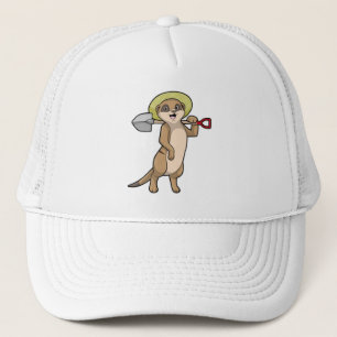 Casquette Meerkat en tant que fermier avec Shovel