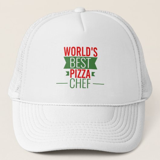 Casquette Meilleur chef de pizza du monde - rouge blanc vert (Devant)