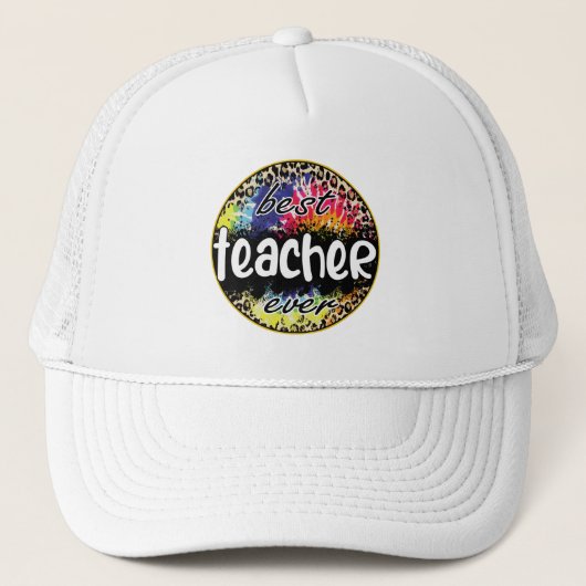Casquette Meilleur enseignant jamais - Empreinte de léopard (Devant)