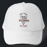 Casquette Meilleur Mariage Personnalisé Nom Date Cadeau<br><div class="desc">Ce casquette unique est conçu comme un cadeau pour votre Best Man. Dispose d'une couche unique du nom qui lui donne la sensation de profondeur. Le texte dit "Meilleur homme" avec la date de l'événement. Excellente façon de le remercier d'avoir fait partie de votre fête de mariage. Si vous avez...</div>