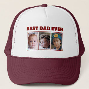Casquette Meilleur papa jamais 3 photo bordeaux blanc