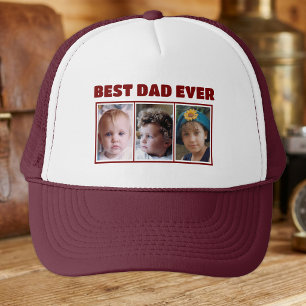 Casquette Meilleur papa jamais 3 photo bordeaux blanc