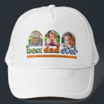 Casquette Meilleur Papa Jamais Rétro Texte 3 Photos<br><div class="desc">Un cadeau parfait pour papa ! Le design comprend trois photos voûtées avec le texte rétro "meilleur papa jamais". Personnalisez avec le nom des enfants.</div>