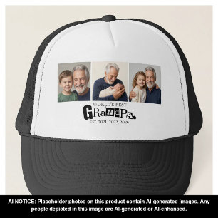 Casquette Meilleur Papi du Monde Année de Fondation 3 Collag