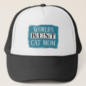 Casquette Meilleure maman de chat noir bleu (Devant)