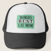Casquette Meilleure maman de chat noir vert (Devant)