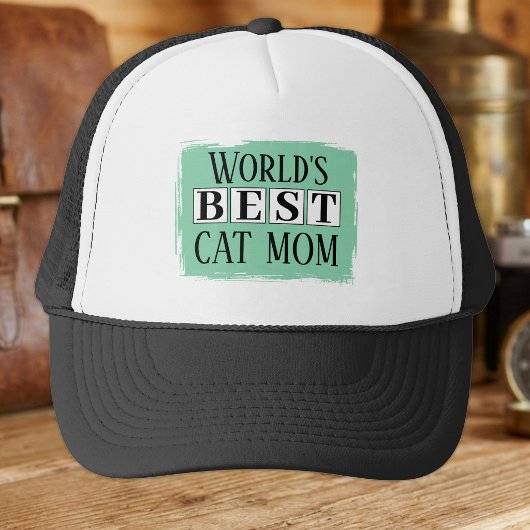 Casquette Meilleure maman de chat noir vert