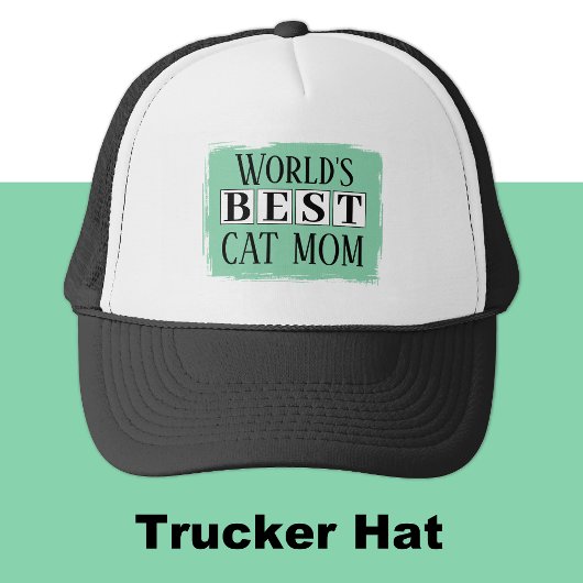 Casquette Meilleure maman de chat noir vert