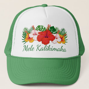 Casquette Mele Kalikimaka Hawaiian Fleurs Feuilles