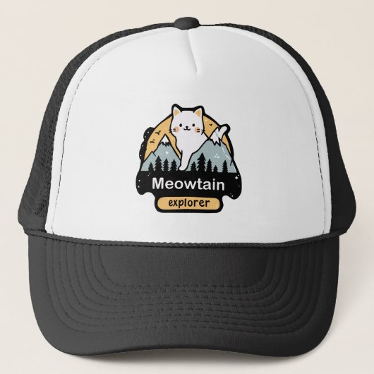 Casquette Meowtain Explorer – Conception d'Aventure de Chat (Devant)