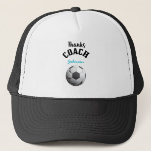 Casquette Merci entraîneur de football Étoiles Bleu Aqua Bal