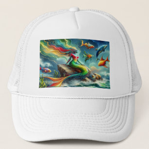 Casquette Mermaid assis sur le rocher entouré de Whimsical 3