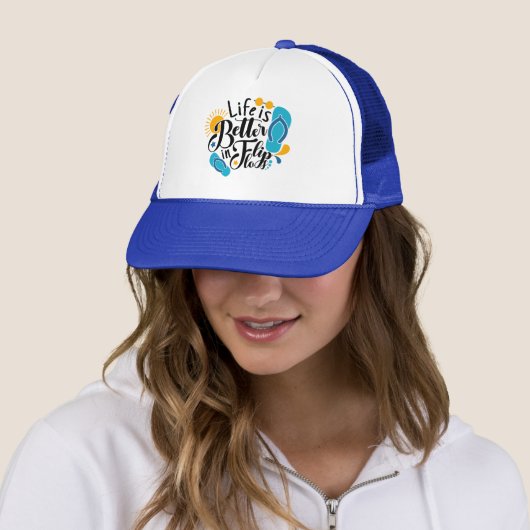 Casquette mignonne femmes flip flop vie mot art plage (En situation)