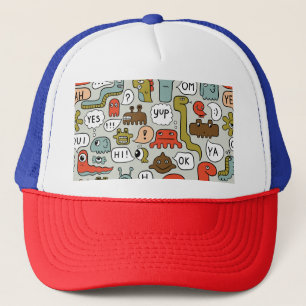 Casquette Mignons monstres de dessin : Arrière - plan sans c