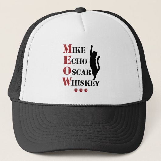 Casquette Mike Echo Oscar Whiskey MEOW Cat (Devant)