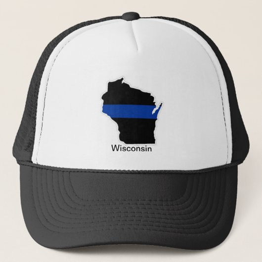 Casquette mince de camionneur du Wisconsin Blue (Devant)