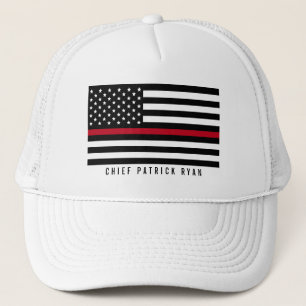 Casquette Mince Red Line Firefighter American Flag Monogramm