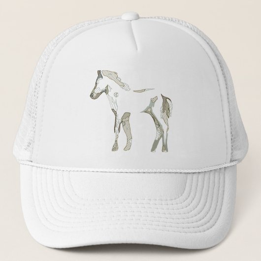Casquette Minimal & Modern White Horse Drawing Elegant Cute (Devant)