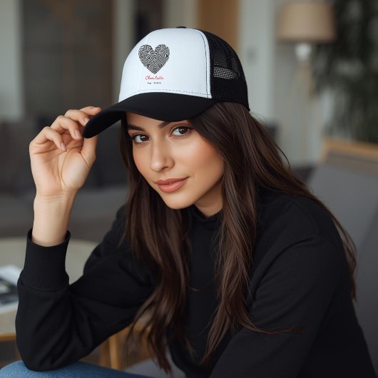 Casquette Minimalist Heart Fingerprint Personalized Name