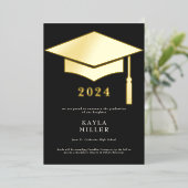 Casquette minimum noir et blanc or Faire-part Grad (Debout devant)