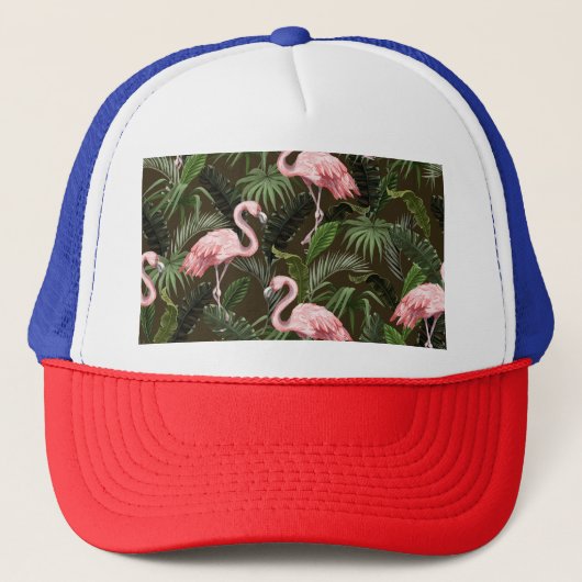 Casquette Modèle de flamingo tropical : Feuilles Vintages (Devant)