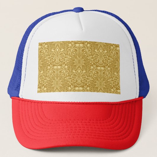 Casquette Modèle Floral Baroque Damas d'or (Devant)