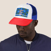 Casquette Modèle Floral bleu Abstrait (En situation)