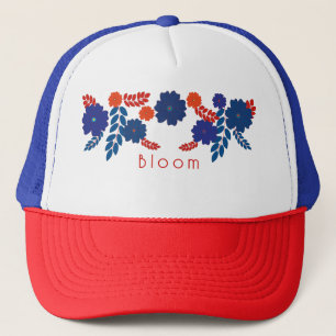 Casquette Modèle vectoriel simple de fleurs bleues