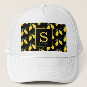 Casquette Modern Lemon Citrus Monogram Name Trucker Hat