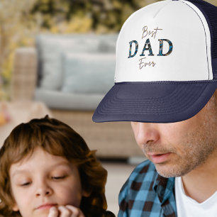 Casquette Moderne Blue Marble Meilleur Papa Jamais Navy Blan