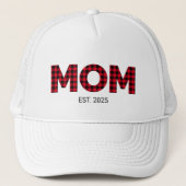 Casquette Moderne Buffalo Plaid Maman Date d'établissement (Devant)