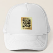 Casquette Moderne Elegant Scan Me QR Code Modèle Or Blanc (Devant)