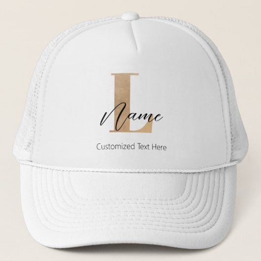 Casquette Moderne Monogramme Initiale L & Nom Personnalisé (Devant)