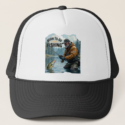 Casquette Moderne Né pour aller Pêcher (Devant)