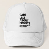 CASQUETTE MOINS DE SOINS EN PROFITS (Devant)
