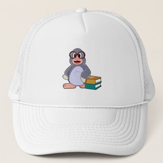 Casquette Mole avec lunettes et livres (Devant)