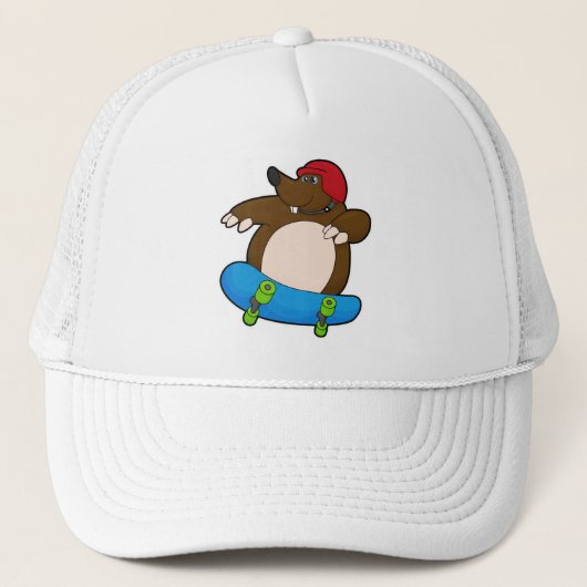 Casquette Mole en Skate avec Skateboard & Casque (Devant)