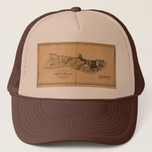 Casquette Molokai, 1897, carte vintage d'Hawaï