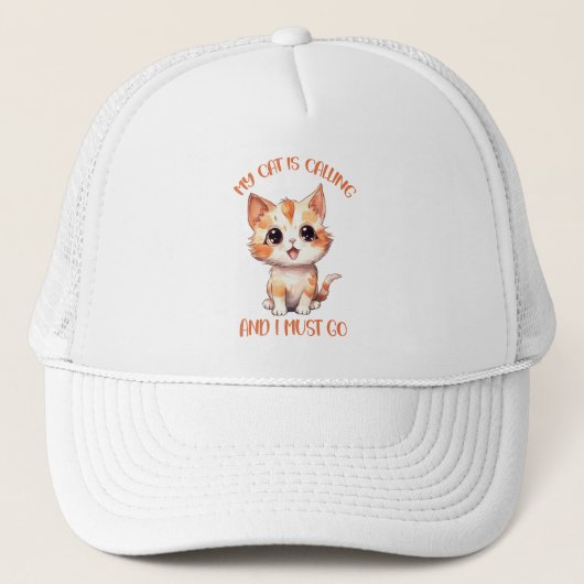 Casquette Mon Chat Appelle Un Chat Orange Cute (Devant)