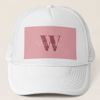 Casquette Monogramme de fille et nom rose roux