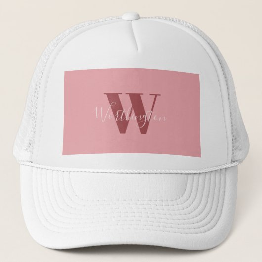 Casquette Monogramme de fille et nom rose roux (Devant)